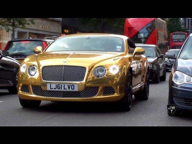 Supercars in London (Part 17) - GOLD Bentley, 430 Scuderia, Aventadors & More!