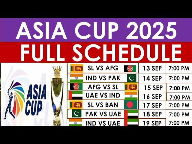 Asia Cup 2025 Full Schedule Announced Date, Timings And Venues |