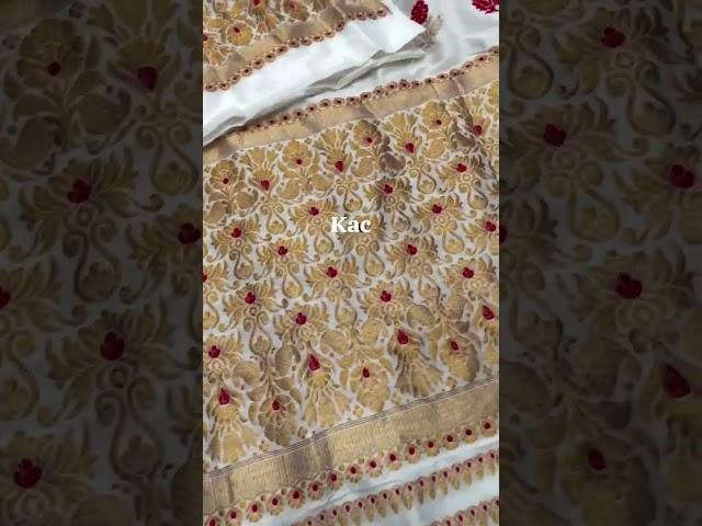 ️Premium quality semi paat set ️Exactly like pure paat golden guna  work with minaSimple blouse pc