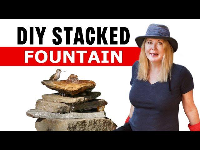 D.I.Y. STACKED ROCK WATER FEATURE