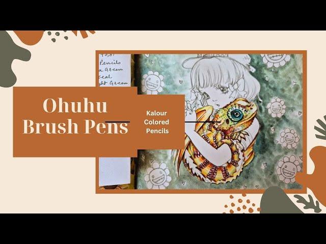 How I use Ohuhu brush pens & Kalour Pencils in Camilla d'Errico's  #adultcolorbook