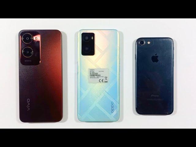 Oppo A76 Vs Iphone 7 Vs Vivo Y18 | Speed Test & Comparison