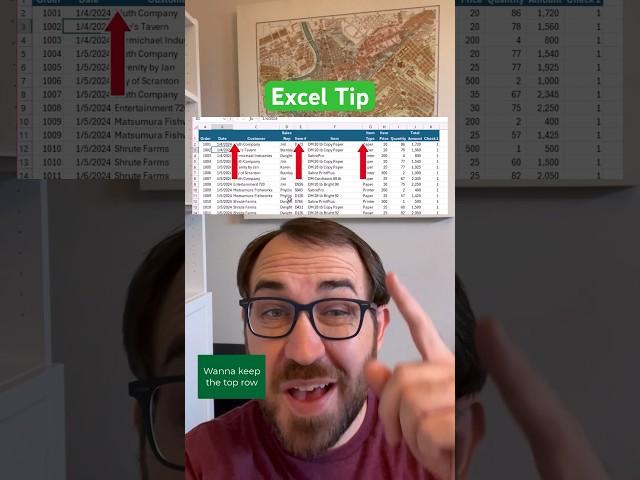 Lock the top row in place in Excel #excellifehacks #exceltips #spreadsheet