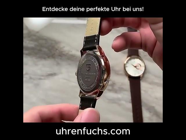 Stylische Leder Armbanduhr mit Datumanzeige #armbanduhr #lederarmbanduhr #lederuhr #paganidesign