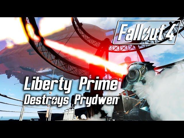 Fallout 4 - Liberty Prime destroys The Prydwen via her dual eye lasers