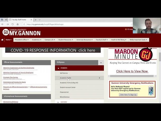 How to navigate the Gannon University Portal