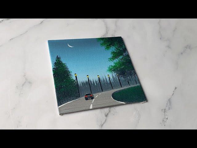 Easy painting idea for beginners / acrylic painting on mini canvas ️