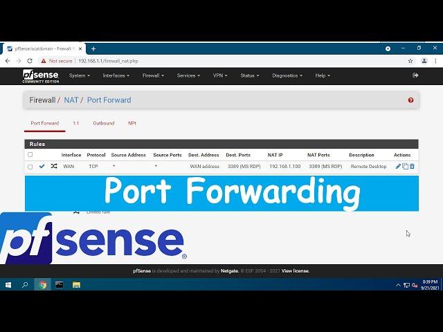 How to configure port forwarding on pfSense