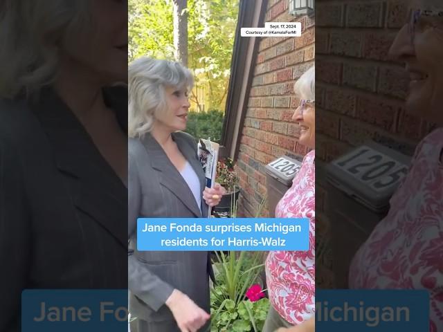 Jane Fonda surprises Michigan residents for Harris-Walz