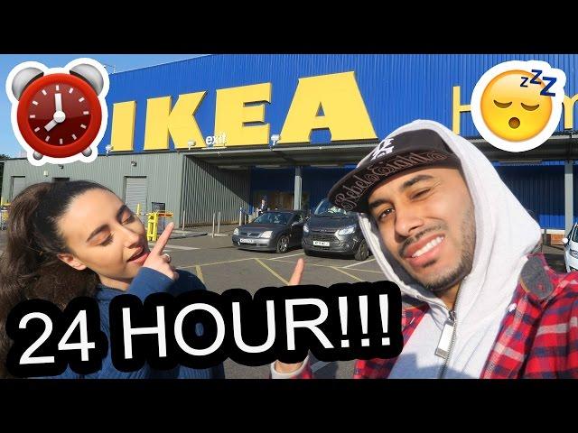 24 HOUR CHALLENGE IN IKEA ⏰ OVERNIGHT FORT!! 