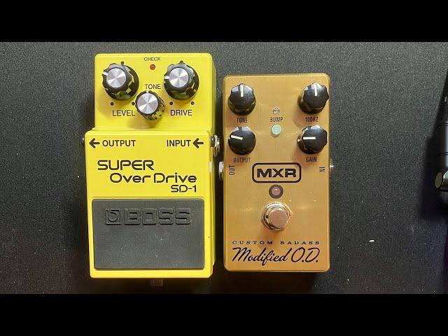 Overdrive comparison BOSS SD-1 vs MXR Custom Badass Modified O.D M77 into a Marshall JTM-45