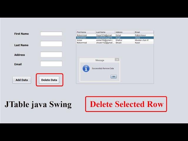 JTable in Java Swing | Delete Selected Row From JTable | Sohail Voice