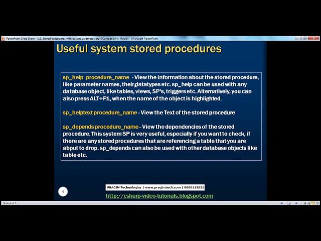 Stored procedures with output parameters   Part 19