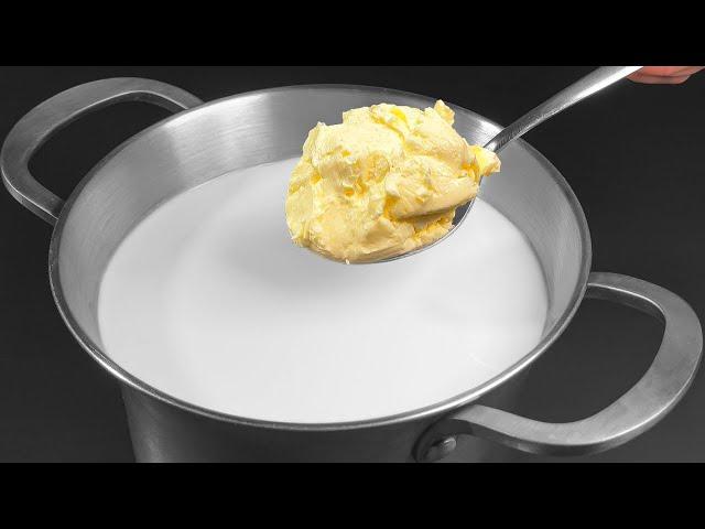 Geben Sie einfach Butter in die kochende Milch! Hausgemachtes Käse Rezept in 5 Minuten