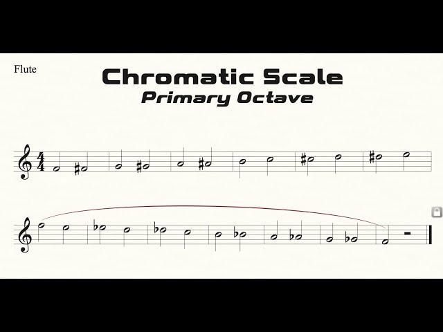 Flute Chromatic Scale (F-F) Practice in Half Notes (Primary Octave)