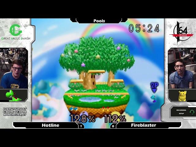 Smash 64: Hotline (Yoshi) V Fireblaster (Yoshi/Pikachu/Mario) - Shattered 110 Tournament SSB64