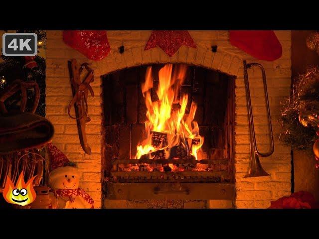 Classic Christmas Fireplace Ambience with Cozy Crackling Fire Sounds 4K