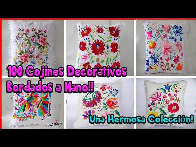 100 COJINES DECORATIVOS BORDADOS A MANO de LUJO | Cojines DE FLORES Bordados para SOFA 