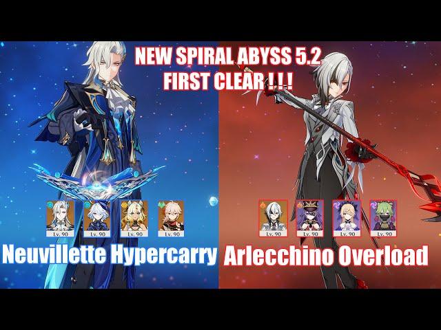 C1 Neuvillette Hypercarry & C0 Arlecchino Overload | NEW Spiral Abyss 5.2 | Genshin Impact