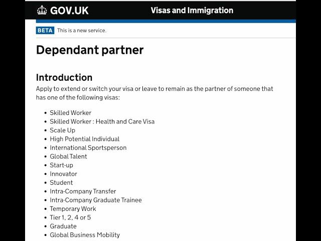 Apply to Extend/Switch Visa as the partner (Dependent Visa Extension - PBS/Skilled Worker) - Latest