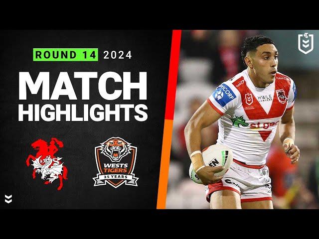 NRL 2024 | Dragons v Wests Tigers | Match Highlights