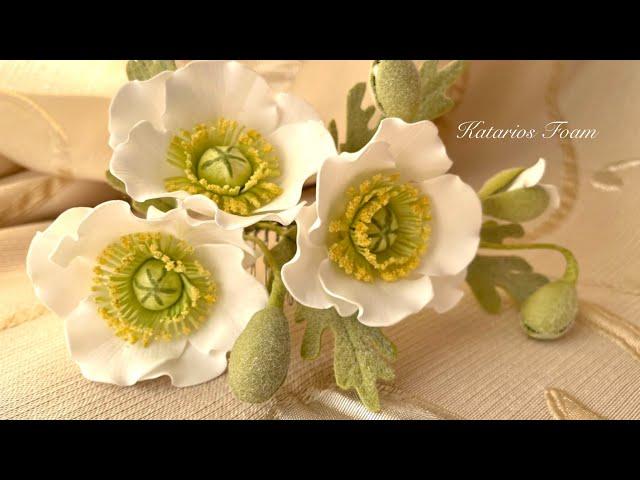 White poppies from foamiran/ Белые маки из фоамирана