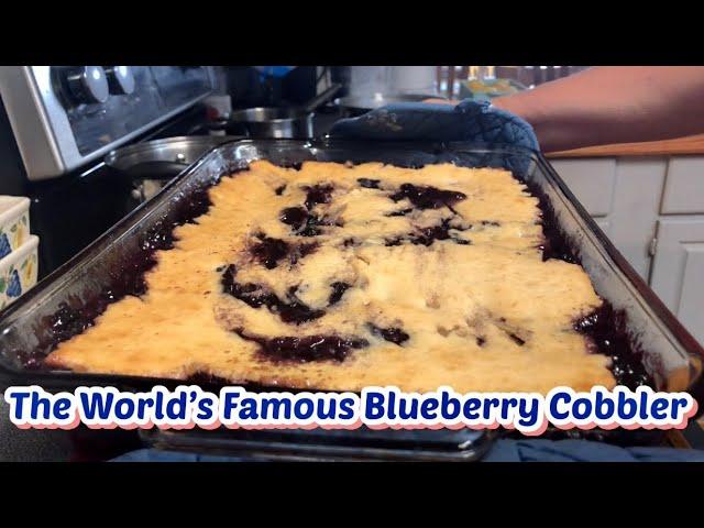 Worlds Famous Blueberry Cobbler- This dessert is Addicting! 🫐#cobbler #blueberry