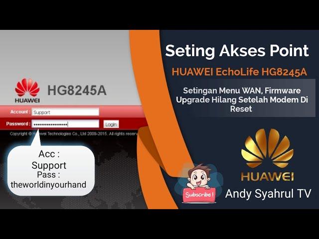 Huawei HG8245A Setelah Reset I Hilang Settingan I Menu Firmware UpGrade Hilang