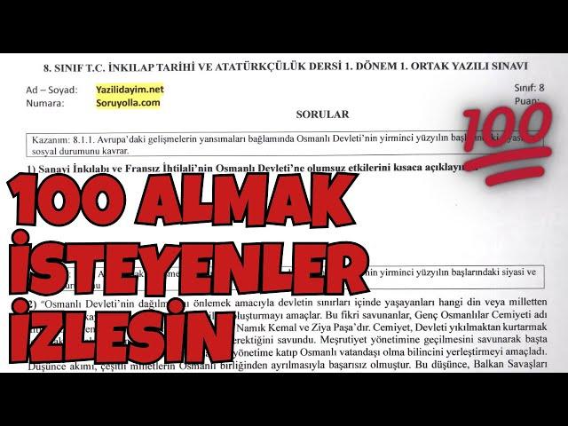 8.Sınıf İnkılap Tarihi 1.Dönem 1.Yazılı