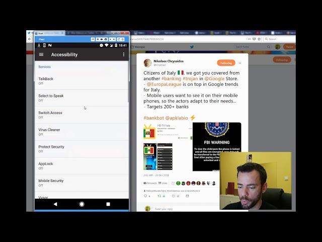 Infection and removal of Android Malware that uses Accessibility services