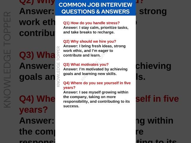 4 Most Common Job Interview Questions and Answers