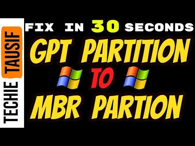 GPT To MBR Convert In 30 Seconds