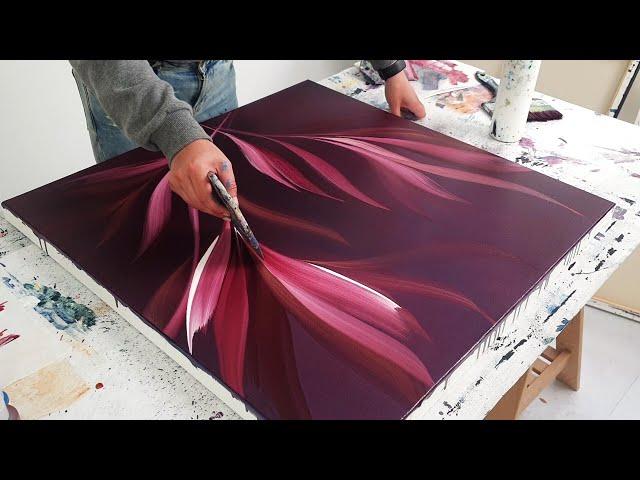 A Chique Botanical Painting with a Subtle Mist as the Final Touch! / Abstract Art Tutorial