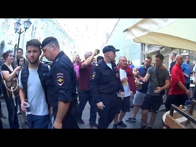 RUSSIAN POLICE IN ACTION AGAINST ENGLAND FANS