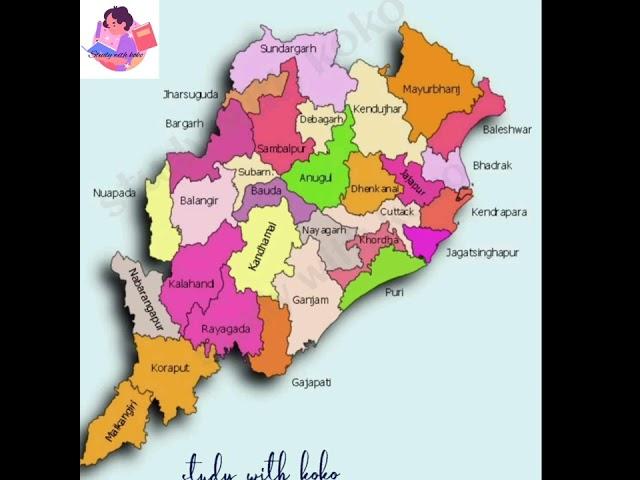 odisha and it's districts#opsc#oas#ofs#odisha#map#opsc_aso#shorts#viral#studywithkoko