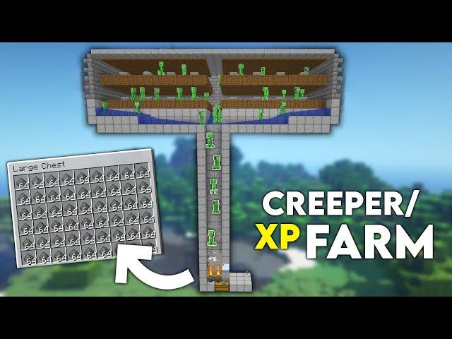 Minecraft: EASY CREEPER XP FARM TUTORIAL! 1.19 Gunpowder creeper farm