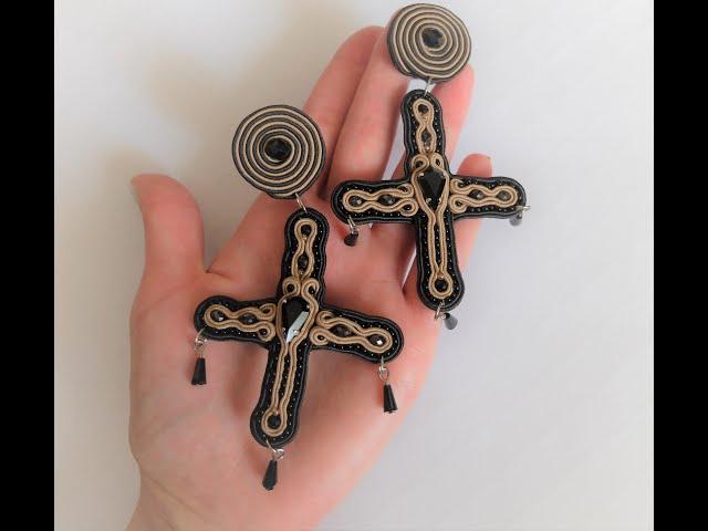 Серьги из сутажа в виде креста / Cross earrings