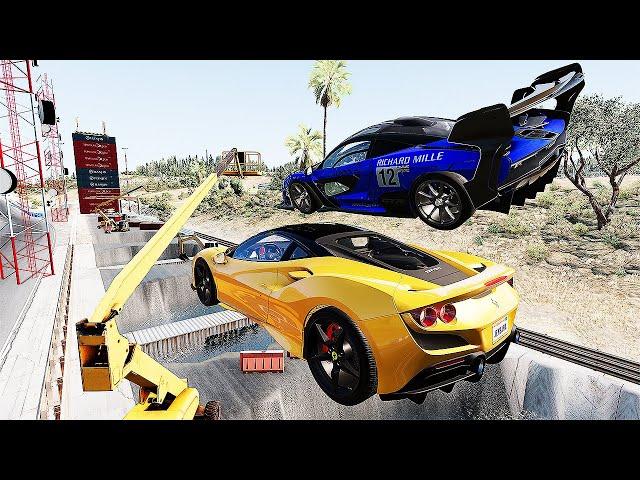 Cars Vs Mega High Container  Jump Test #4 - Speed Car Crash - BeamNG Drive