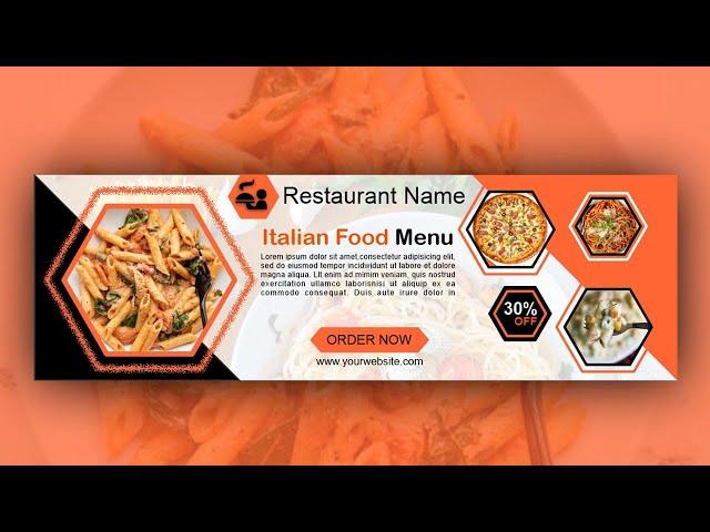 Restaurant Website Banner Design | Food Website Banner Design- CorelDRAW Tutorial