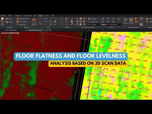 Floor Flatness and Floor Levelness analysis based on 3D scan data using ARES Commander and Undet.