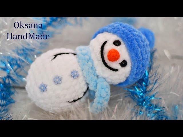 Снеговик крючком из плюшевой пряжи. Мастер класс и Схема! Snowman crochet