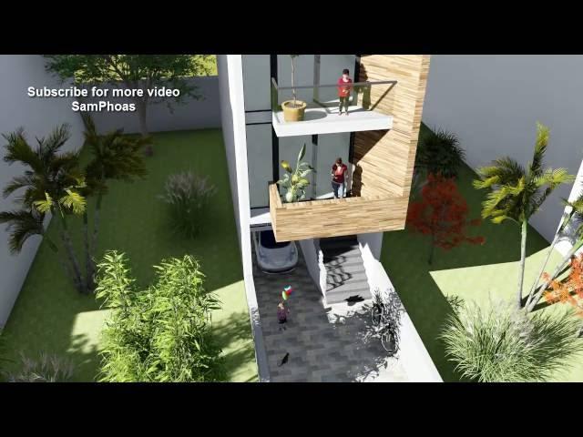 Animation Modern Narrow house design 05