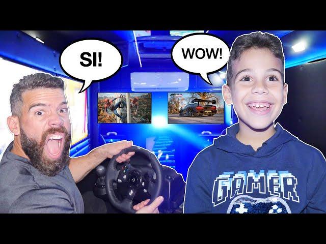 SORPRENDO A MI HIJO CON UN BUS DE VIDEO JUEGOS! | LORENZO NO SABÍA NADA! 4PLUSONE