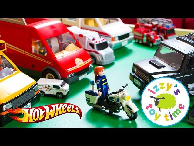 Cars  | Hot Wheels and Fast Lane Playmobil Police Playset - Fun Toy Cars