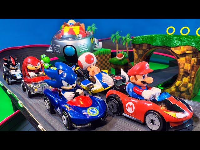 Sonic VS Mario fight to the finish! Diecast racing