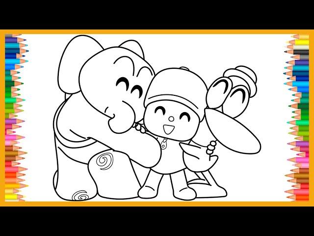 Coloring Pocoyo with Hugs | How To Color, Easy Coloring, Drawing & Painting