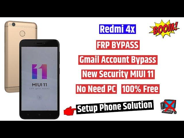 Redmi 4x google account bypass | Redmi 4x frp unlock | miui 11 (without pc)