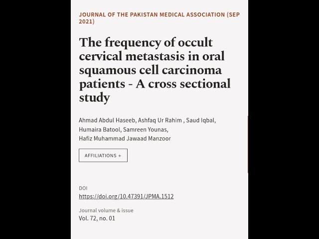 The frequency of occult cervical metastasis in oral squamous cell carcinoma patients ... | RTCL.TV
