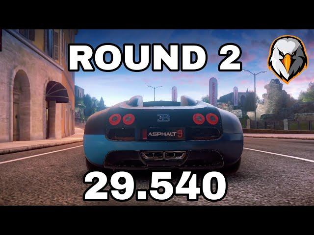 Asphalt 9 - BUGATTI VEYRON GRAND VITESSE - ELITE PRIX - Round 2 - 29.540 - TIBER CROSS - EASY ROUTE