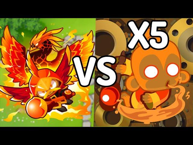 BTD6 Wizard Lord Phoenix VS. 5 BTD5 Summon Phoenixes